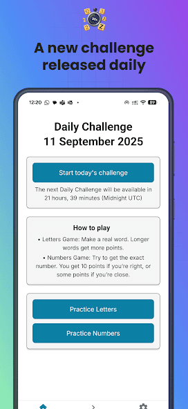 Timeova daily challenge home screen on Android